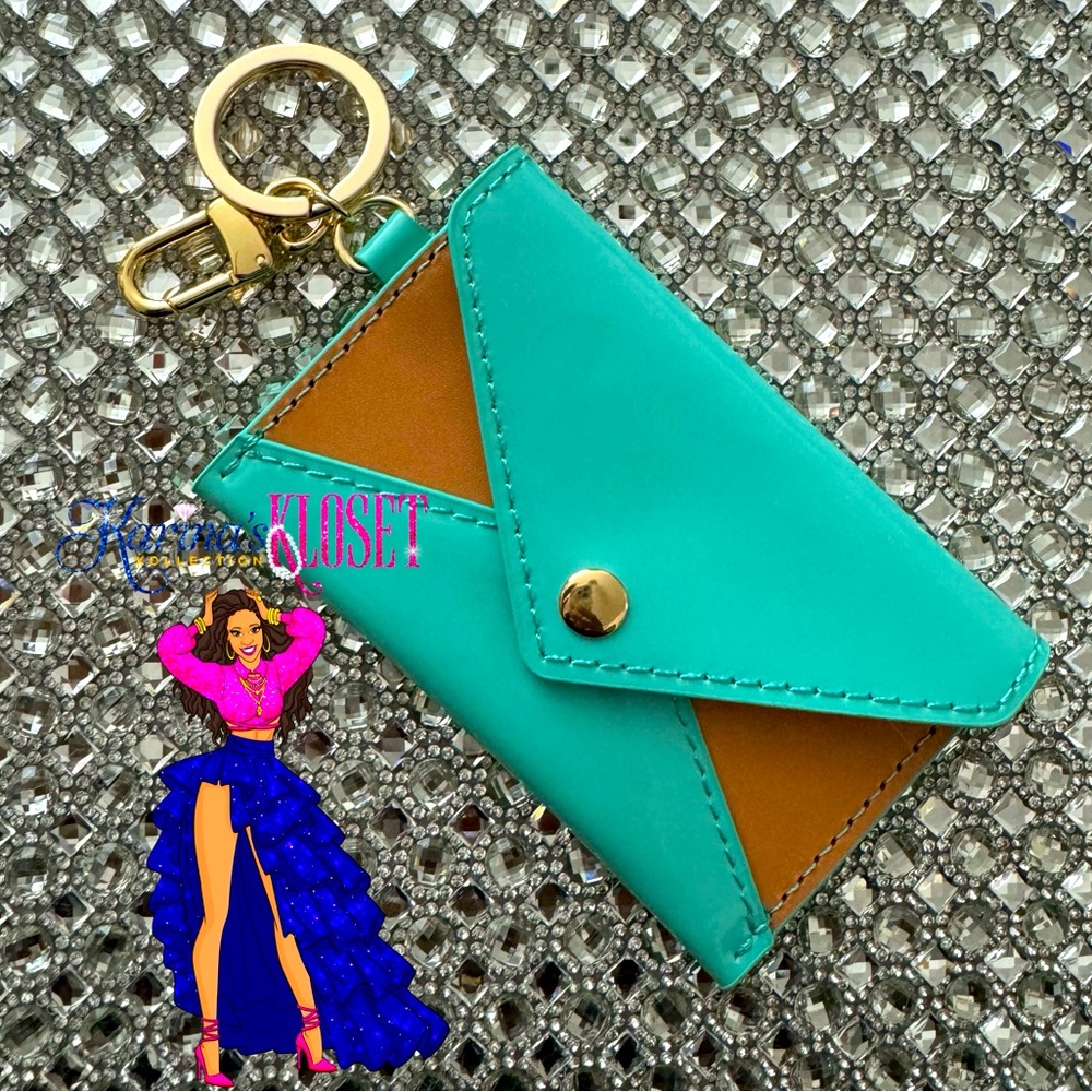 Card Holder Wallet ID Card Honey Patina Vachetta Leather Keychain Bag Charm 🎀